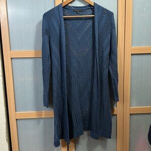 LOVE ELLIE Blue XS Women's Long Sleeve Cheril Pointelle Duster Cardigan